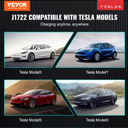Adaptador de Carga J1772 a Tesla 80A – Compatible con Model 3, Y, S y X