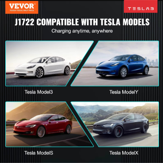Adaptador de Carga J1772 a Tesla 80A – Compatible con Model 3, Y, S y X