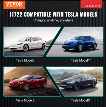 Adaptador de Carga J1772 a Tesla 80A – Compatible con Model 3, Y, S y X