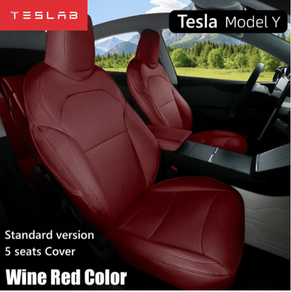 Fundas de Asientos de Cuero Nappa para Tesla Model Y Juniper 2025–2026 – Set Completo Premium