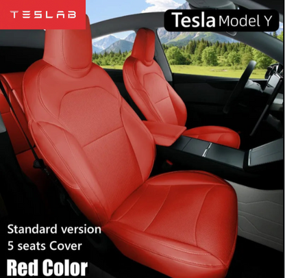 Fundas de Asientos de Cuero Nappa para Tesla Model Y Juniper 2025–2026 – Set Completo Premium