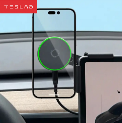 Soporte Magnético para Celular con Carga Inalámbrica 15W para Tesla Model 3 Highland 2024 y Model Y 2025