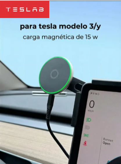 Soporte Magnético para Celular con Carga Inalámbrica 15W para Tesla Model 3 Highland 2024 y Model Y 2025