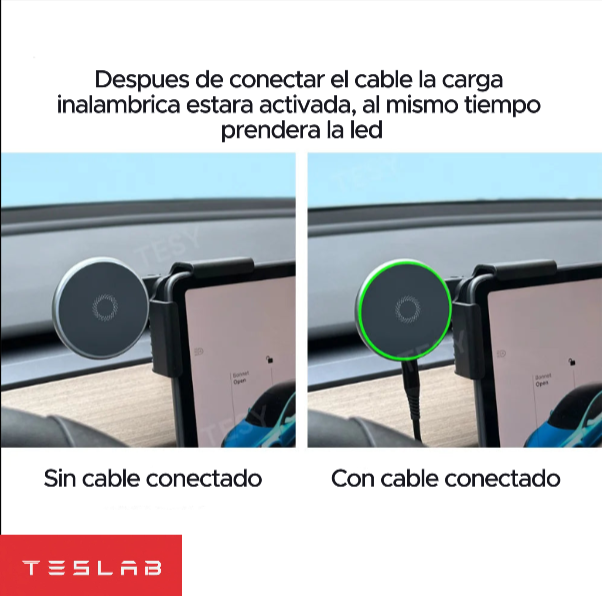 Soporte Magnético para Celular con Carga Inalámbrica 15W para Tesla Model 3 Highland 2024 y Model Y 2025