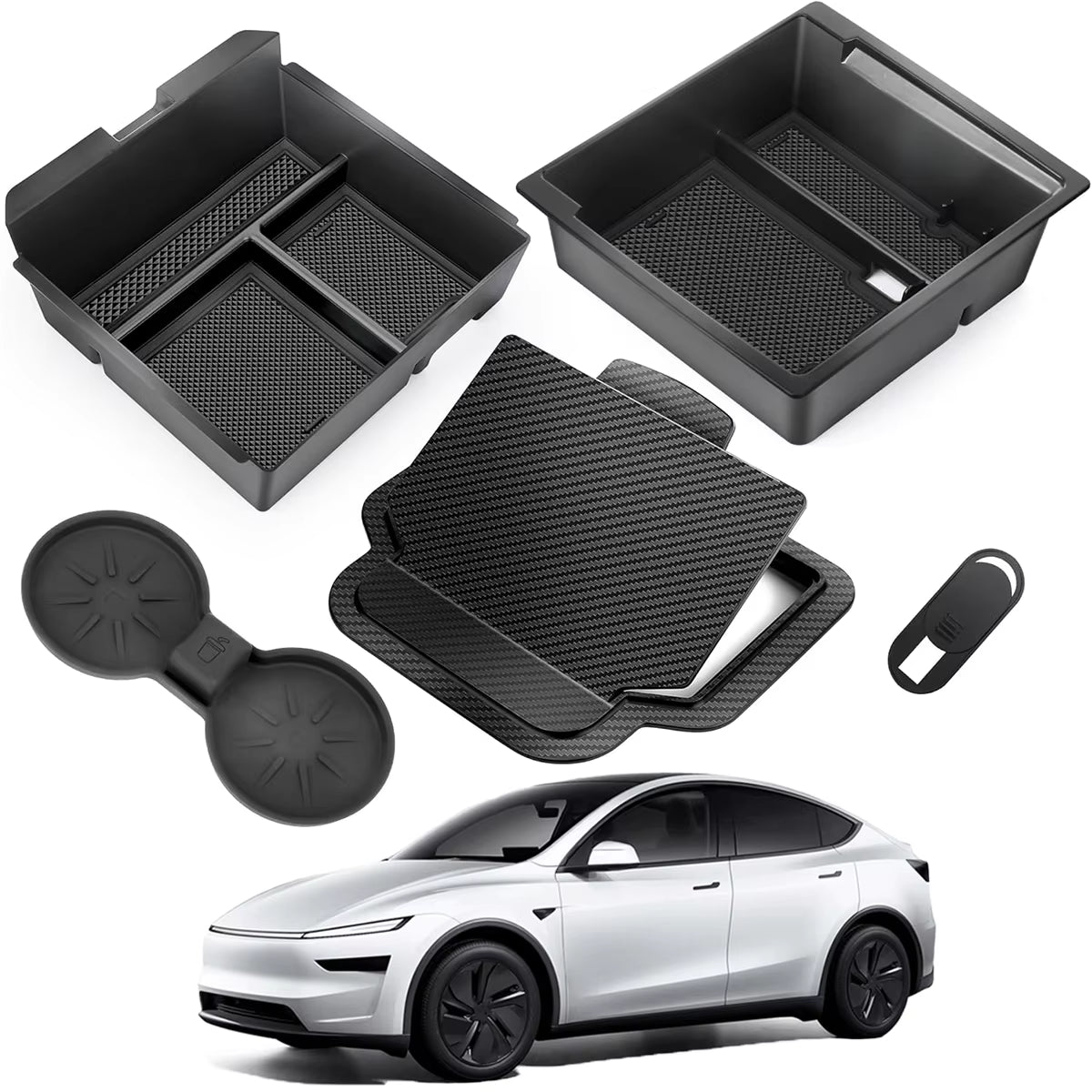 For Tesla Model Y Juniper 2025 Console Armrest Storage Box for Tesla Model 3 Highland 2024 2025 Non-Slip Mat Cup Holder